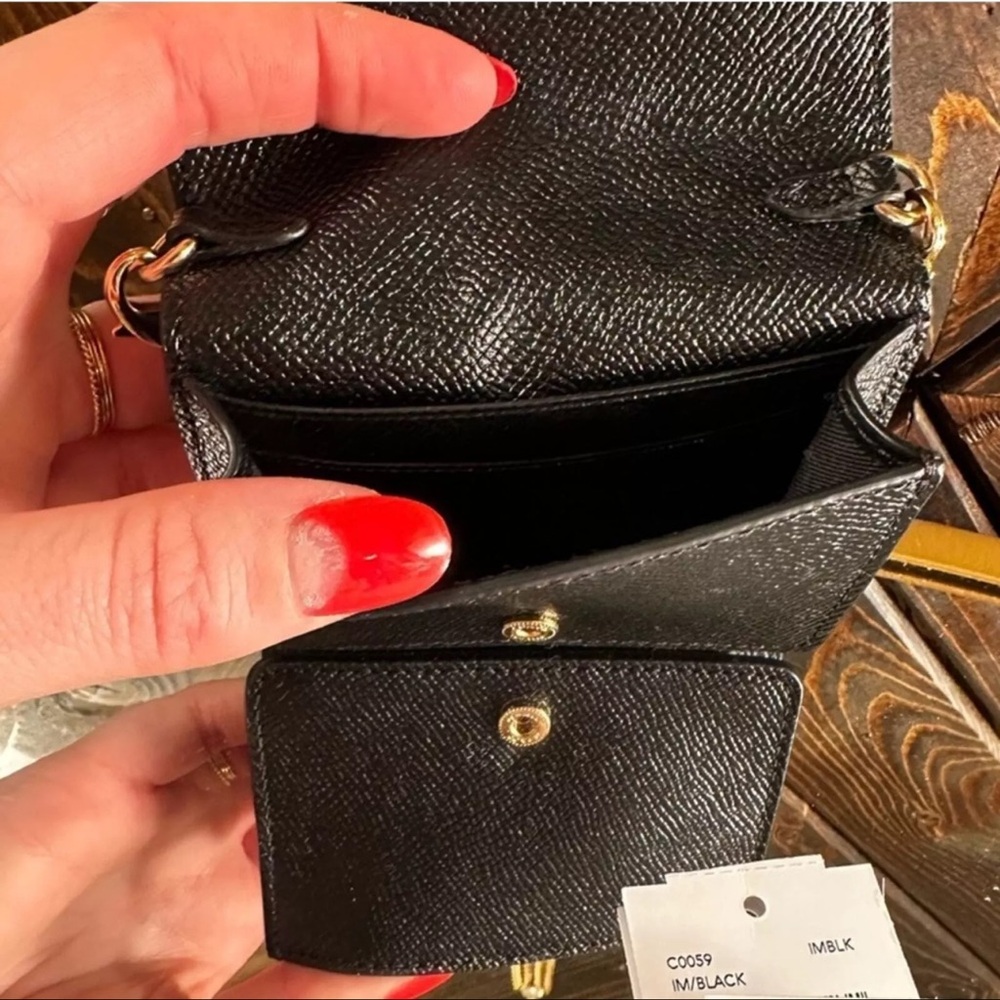 Never used mini black Coach on chain (original chain.) - Picture 3 of 6